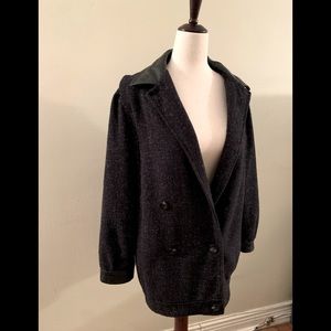 Vintage 80s Wool & Leather Coat
